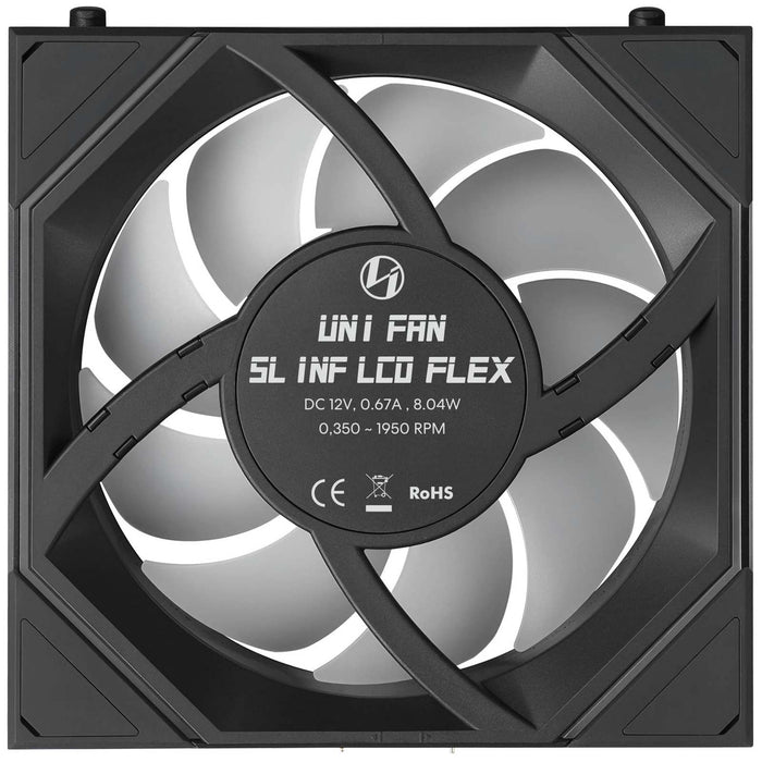 Lian Li UNI FAN SLINF LCD FLEX 120mm Triple Fan Pack - Black