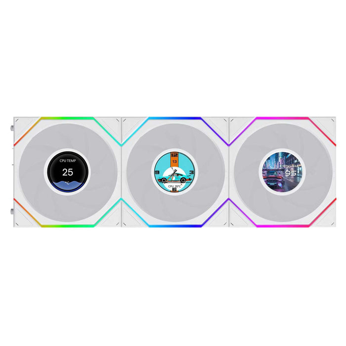 Lian Li UNI FAN TL LCD FLEX 120mm Triple Fan Pack - White