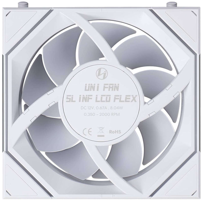 Lian Li UNI FAN SLINF LCD FLEX 120mm Fan - White