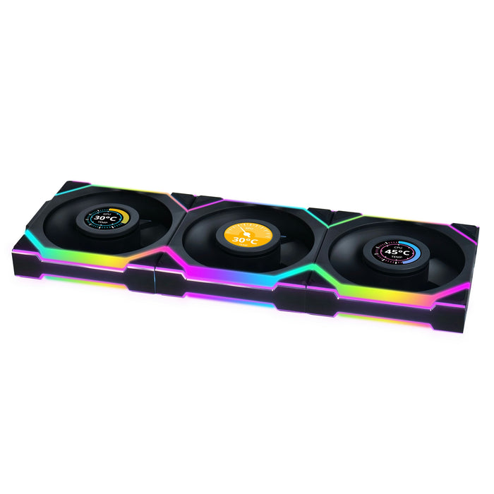 Lian-Li UNI SL120 Wireless LCD A-RGB Black Reverse 120mm Triple Pack