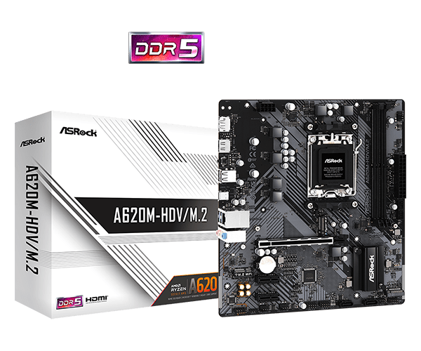 ASRock A620M-HDV/M.2 mATX AM5 Motherboard