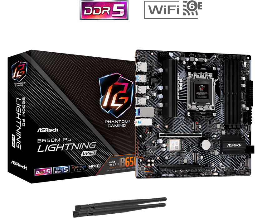 ASRock B650M PG Lightning WIFI mATX AM5 Motherboard