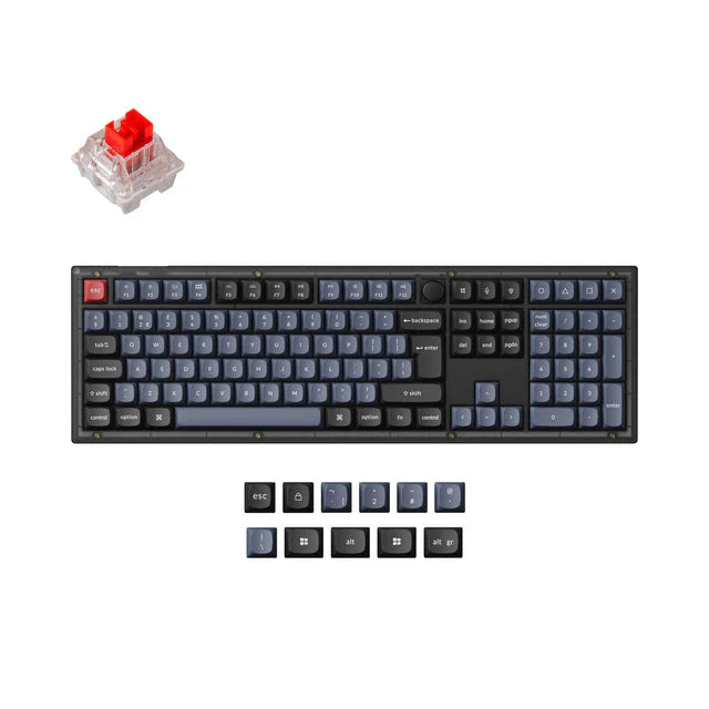 Keychron V6 Knob Frosted Black RGB Fullsize ISO UK PBT K Pro Red