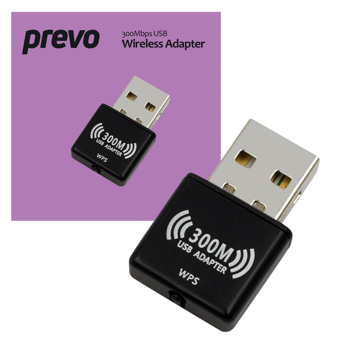 Prevo N300 WiFi 4 USB Network Adapter Dongle