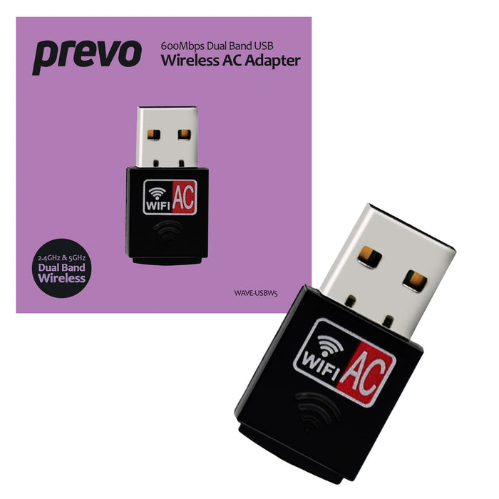 Prevo AC600 WiFi 5 USB Network Adapter Dongle