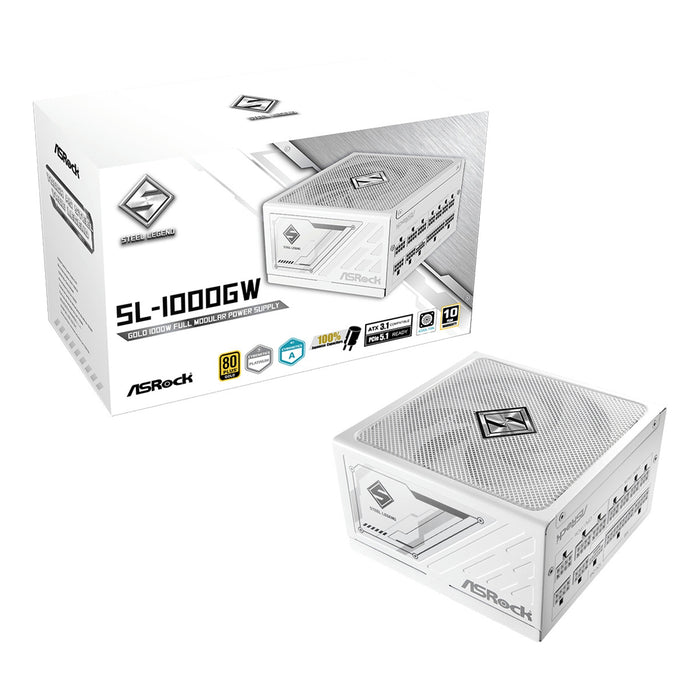 1000W ASRock Steel Legend SL-1000G White ATX 3.1 Gold Fully Modular PSU