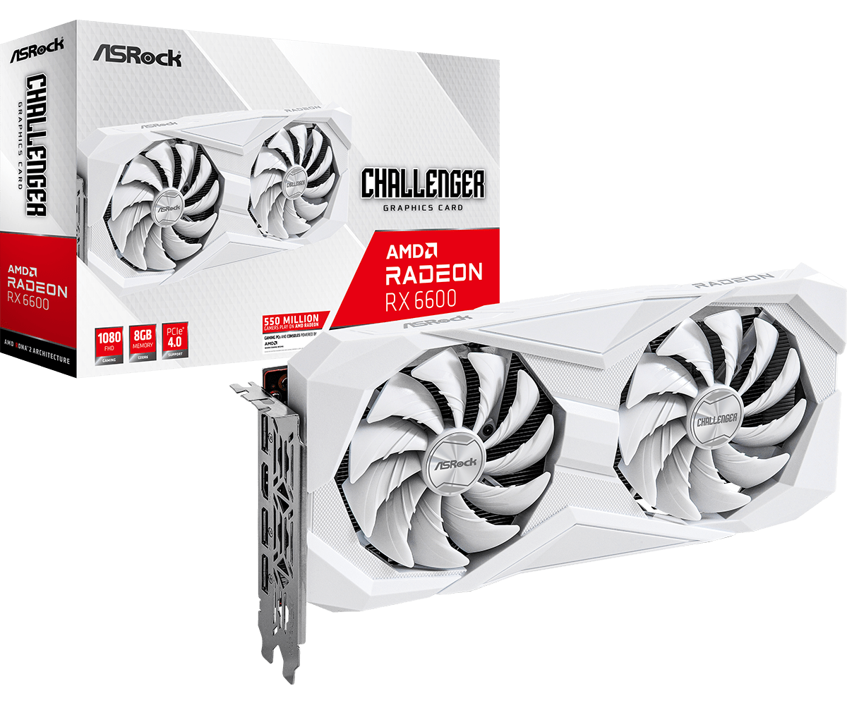 8GB ASRock RX 6600 Challenger White Graphics Card — Computer Orbit