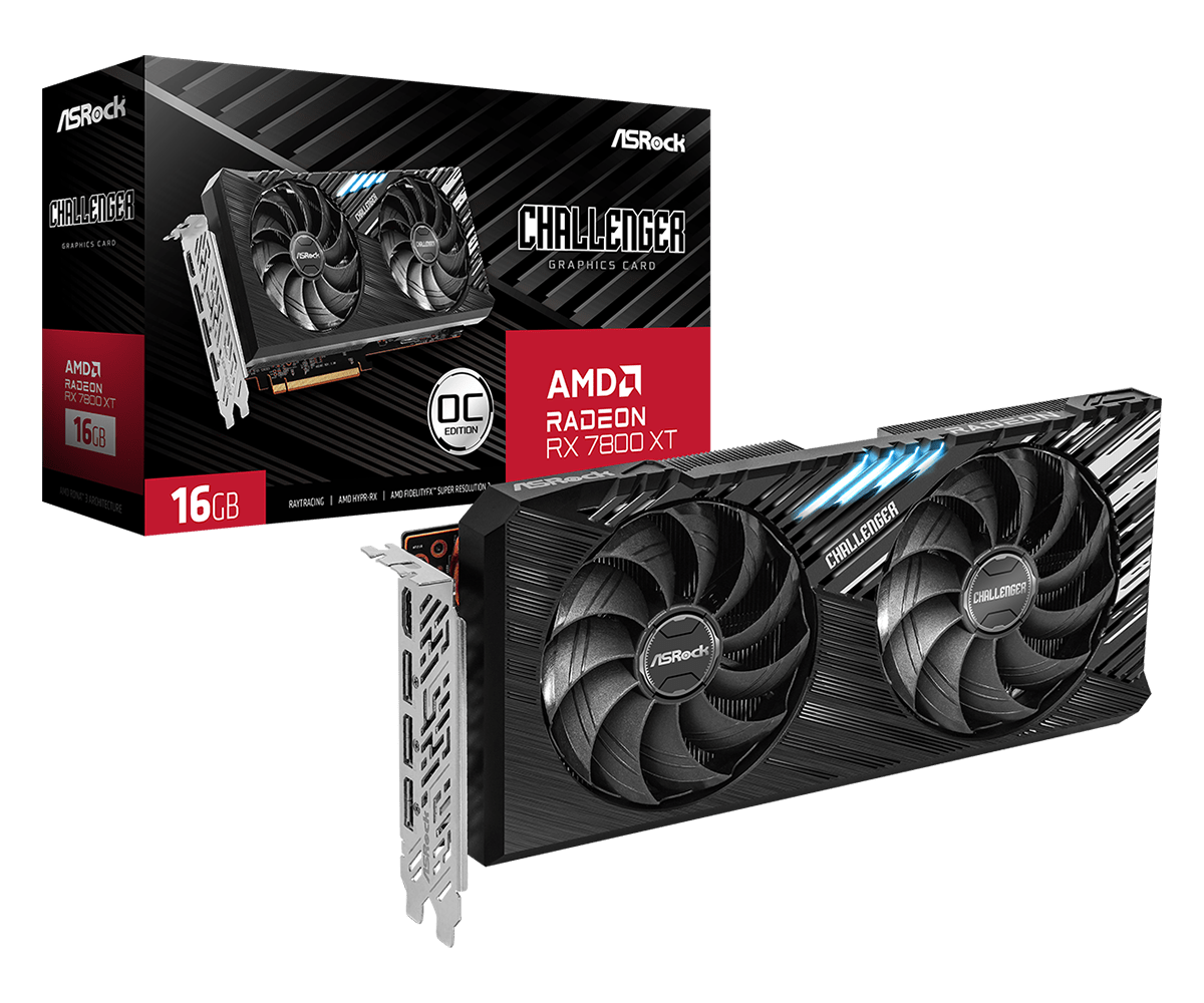 16GB ASRock RX 7800 XT Challenger OC Graphics Card — Computer Orbit AMD Radeon™ RX 7800 XT Challenger ASRock