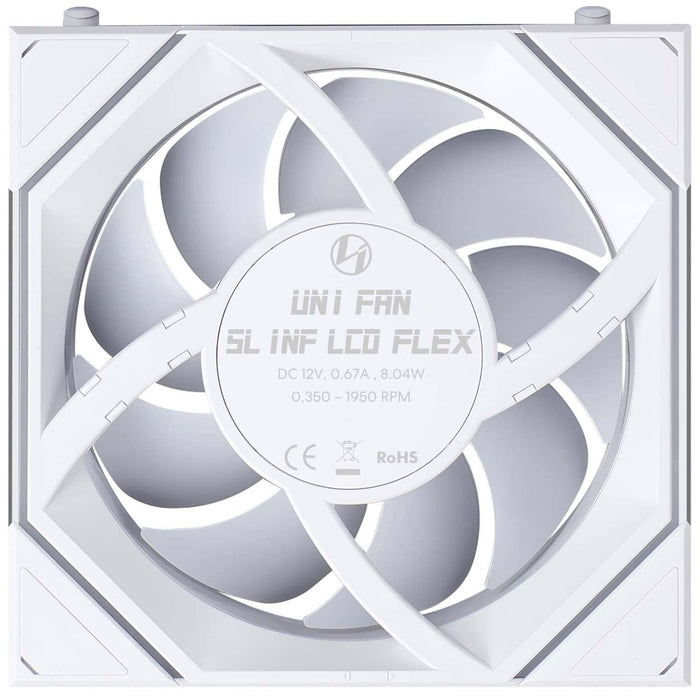 Lian Li UNI FAN SLINF LCD FLEX Reverse 120mm Fan - White