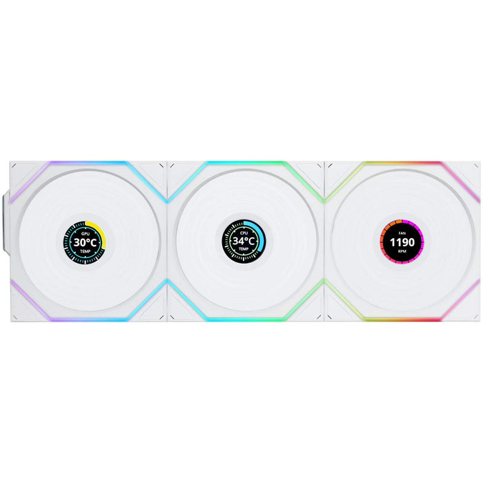 Lian-Li UNI FAN TL120 LCD Wireless ARGB White 120mm Triple Pack