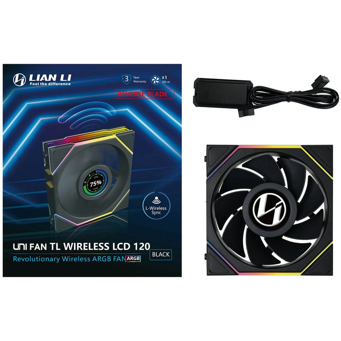 Lian-Li UNI FAN TL120 LCD Wireless Reverse ARGB Black 120mm Fan