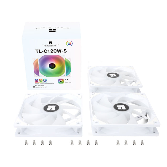 Thermalright TL-C12CW-S White A-RGB 120mm PWM Fans Triple Pack