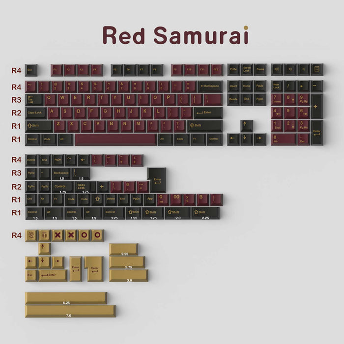 Aifei Red Samurai Cherry Profile Doubleshot ABS Keycaps
